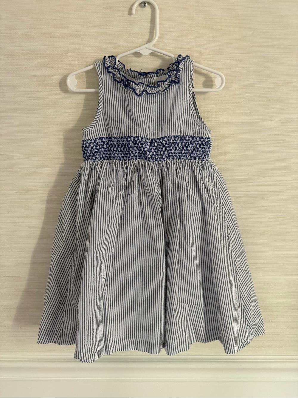 Janie and Jack Navy and White Striped Smocked Sundress
